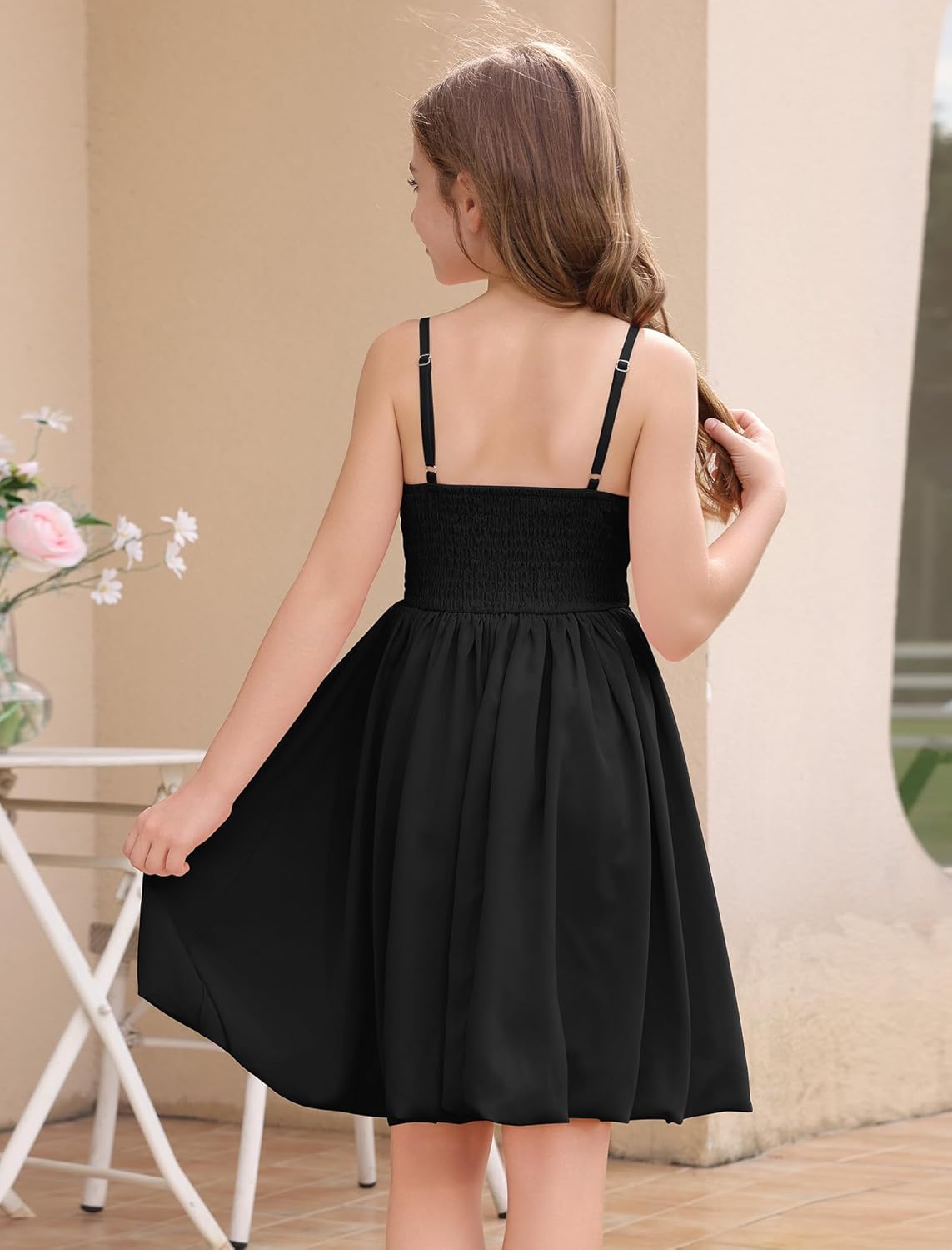 ODIZLI Girl's Spaghetti Strap A Line Ruched Bubble Dress Tween Girls Short Prom Dance Graduation Dresses Party Summer - Image 5