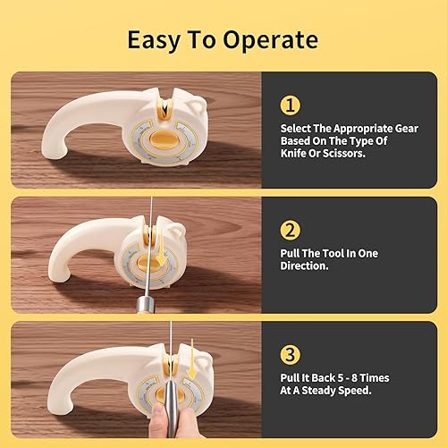 Miniatura 5 de Afilador de cuchillos 6 en 1 con perilla giratoria, afilador multiusos para cuchillos de cocina, tijeras y cuchillos de pan, base antideslizante,