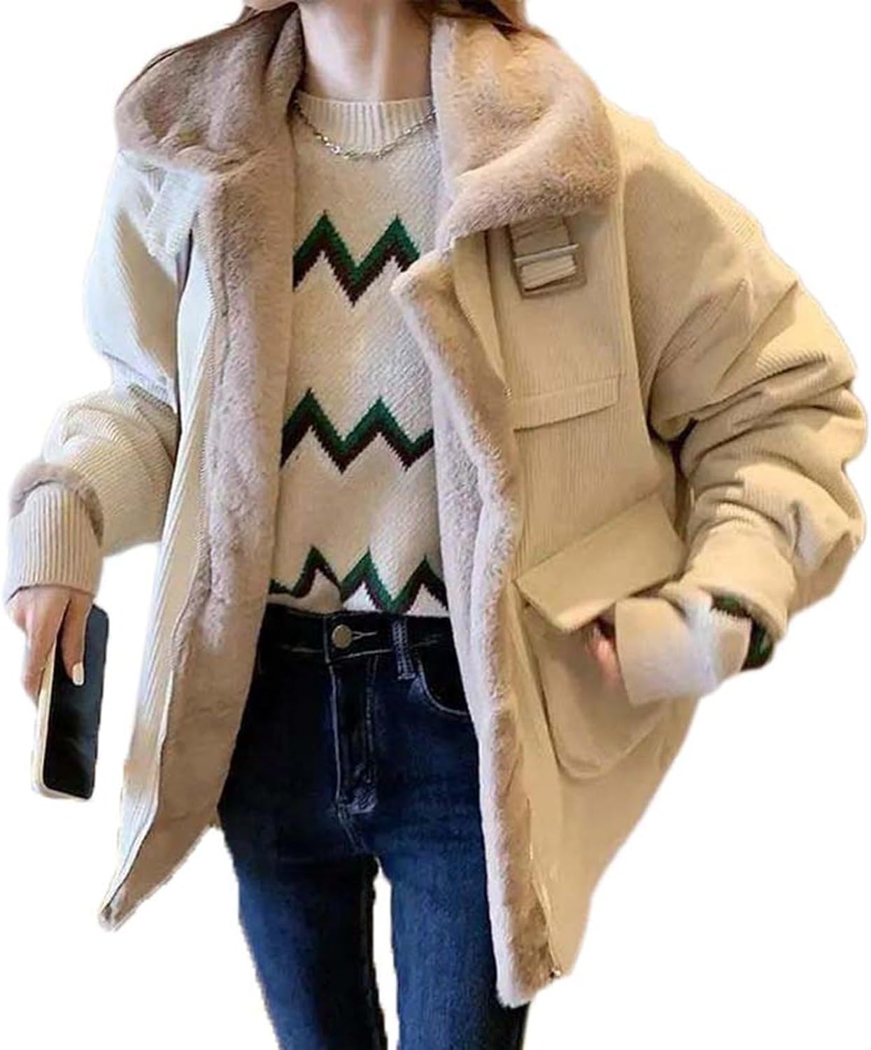 [Donahutt03] ボアジャケット レディース 可愛い ボアコート コート 暖かい アウター モコモコ ゆったり カジュアル