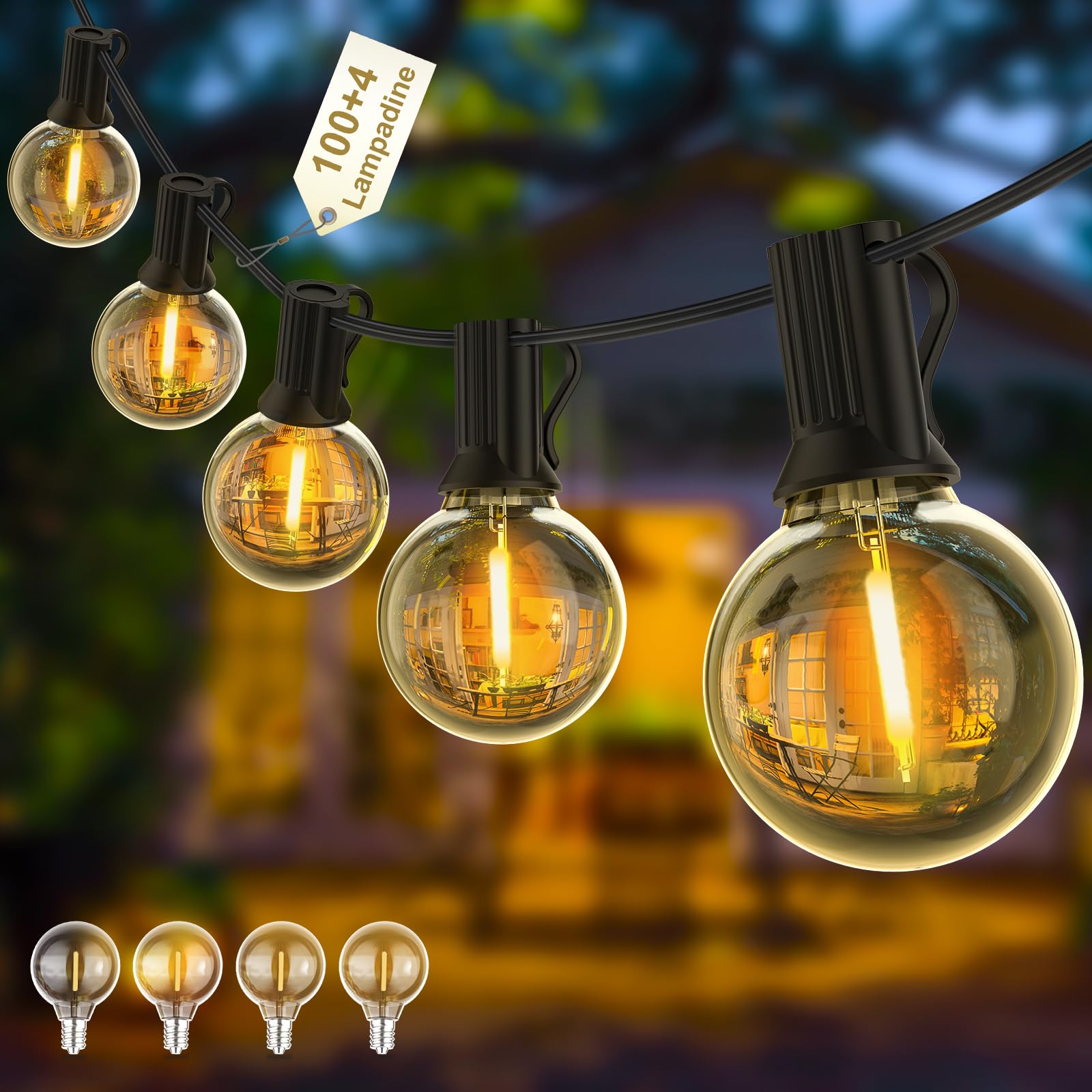 Yuusei Catena Luminosa Esterno 80M Luci da Esterno, IP45 Impermeabile Catena Luminosa con Bulbi G40 Infrangibili per Recinzioni, Patio, Gazebo, Feste, Pergolati e Ambienti Esterni