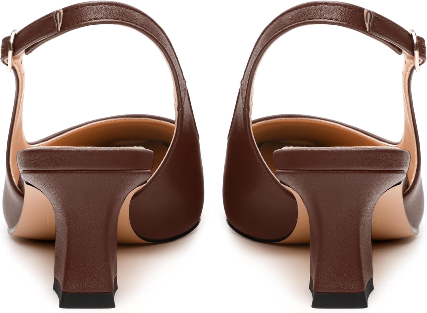 Womens Pumps, Square Toe Small Chunky Heel Slingbacks for Women, Leather Insole Slingback Pumps Buckle Closure 2"