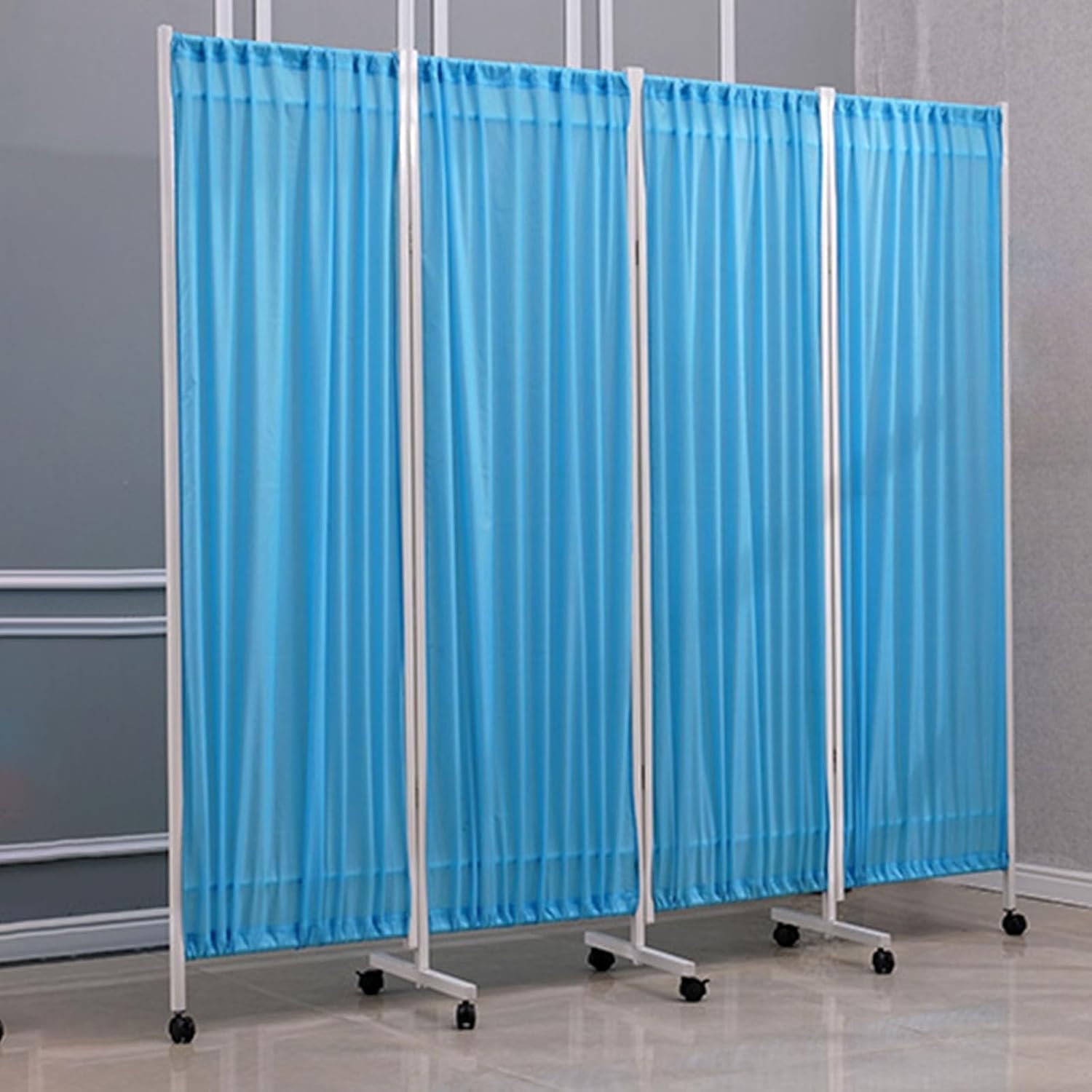 Metal Folding Medical Privacy Screen, Rolling Room Divider Partition On Wheels and Detachable Nylon Cloth for Office Room Restaurant Hospital, Clinic Salon Wall Fencing (Color : D)