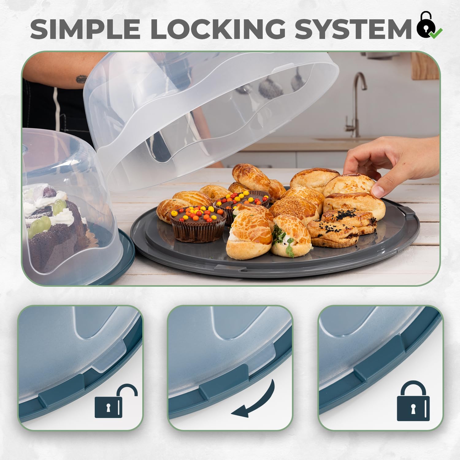 Porta torte con coperchio e manico, supporto multiuso per torte da 25,4 cm, contenitori per cupcake per 11 cupcake, supporto per torta funge da vassoio da portata a cinque sezioni, contenitore