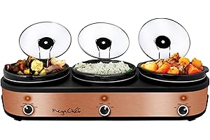 Megachef Triple 2.5 Quart Slow Cooker and Buffet Server: The Epitome of Culinary Versatility