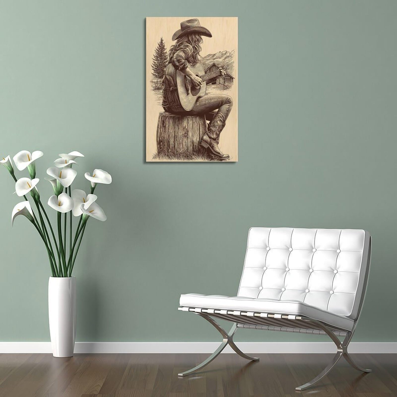 CWLLOG Stampe artistiche da parete su tela, poster con musica country chitarrista, stile moderno, decorazione per soggiorno e camera da letto, 50 x 75 cm