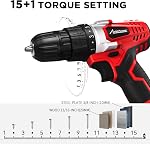 AVID POWER 20V Cordless Drill Set for Home DIY & Beginner Projects - Lightweight Power Drill with Battery Charger & 22 Bits, Variable Speed, 3/8" Keyless Chuck, Ideal for Furniture Assembly (Red)