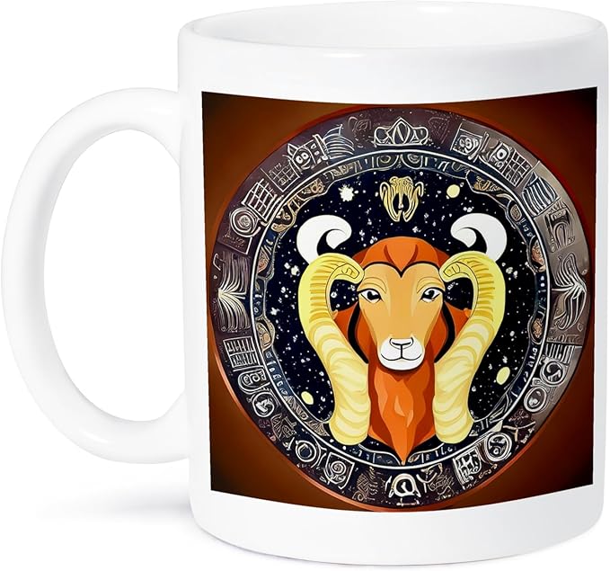 3dRose Zodiac Sign Aries Or Ram In Color As Viewed By AI. Funny gift for you 15oz Mug