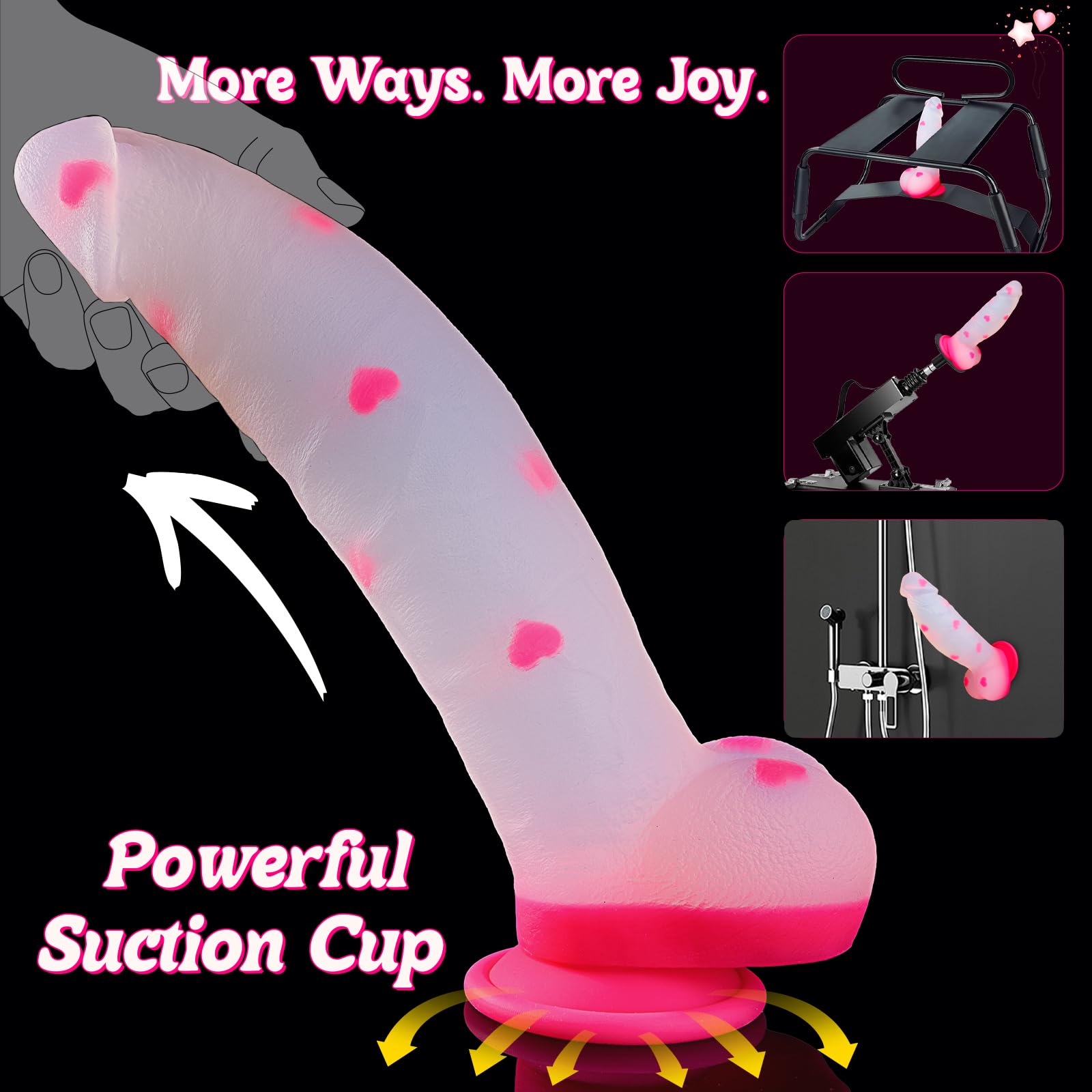 8" Big Thick Girthy Monster Fantasy Dildo - Pink Clear Liquid Silicone Dildos, Strap on Dildo with Suction Cup, Wide Large Riding Dildos for G Spot Anal, Adult Sex Toys & Games for Women Men Couples: 12 inches