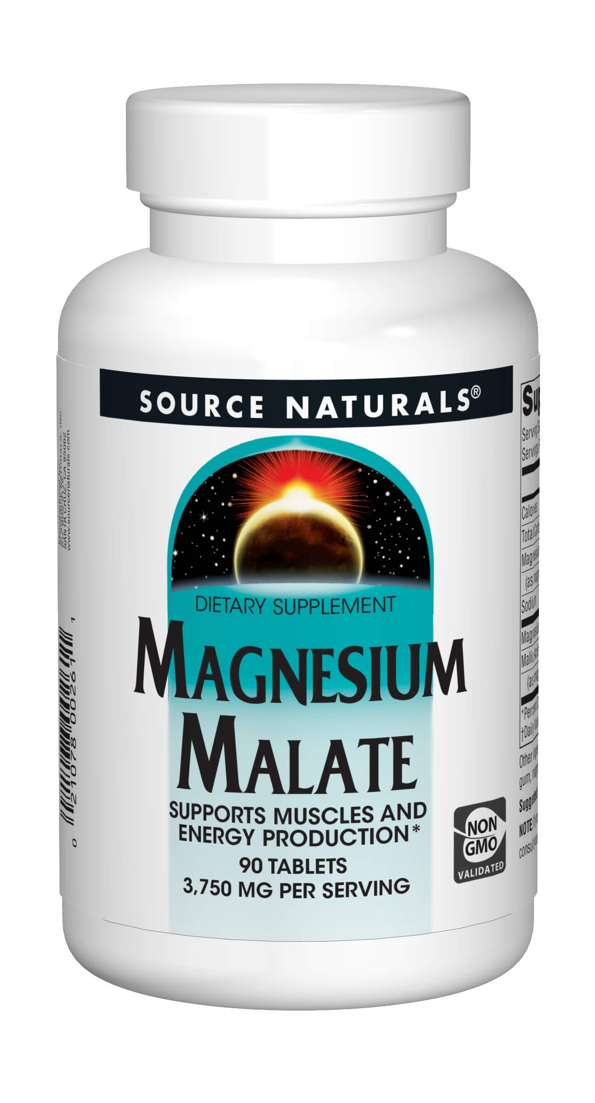 Amazon.com: Source Naturals Magnesium Malate 3750 mg Per Serving Essential Magnesium  Malic Acid Supplement - 90 Tablets : Health & Household