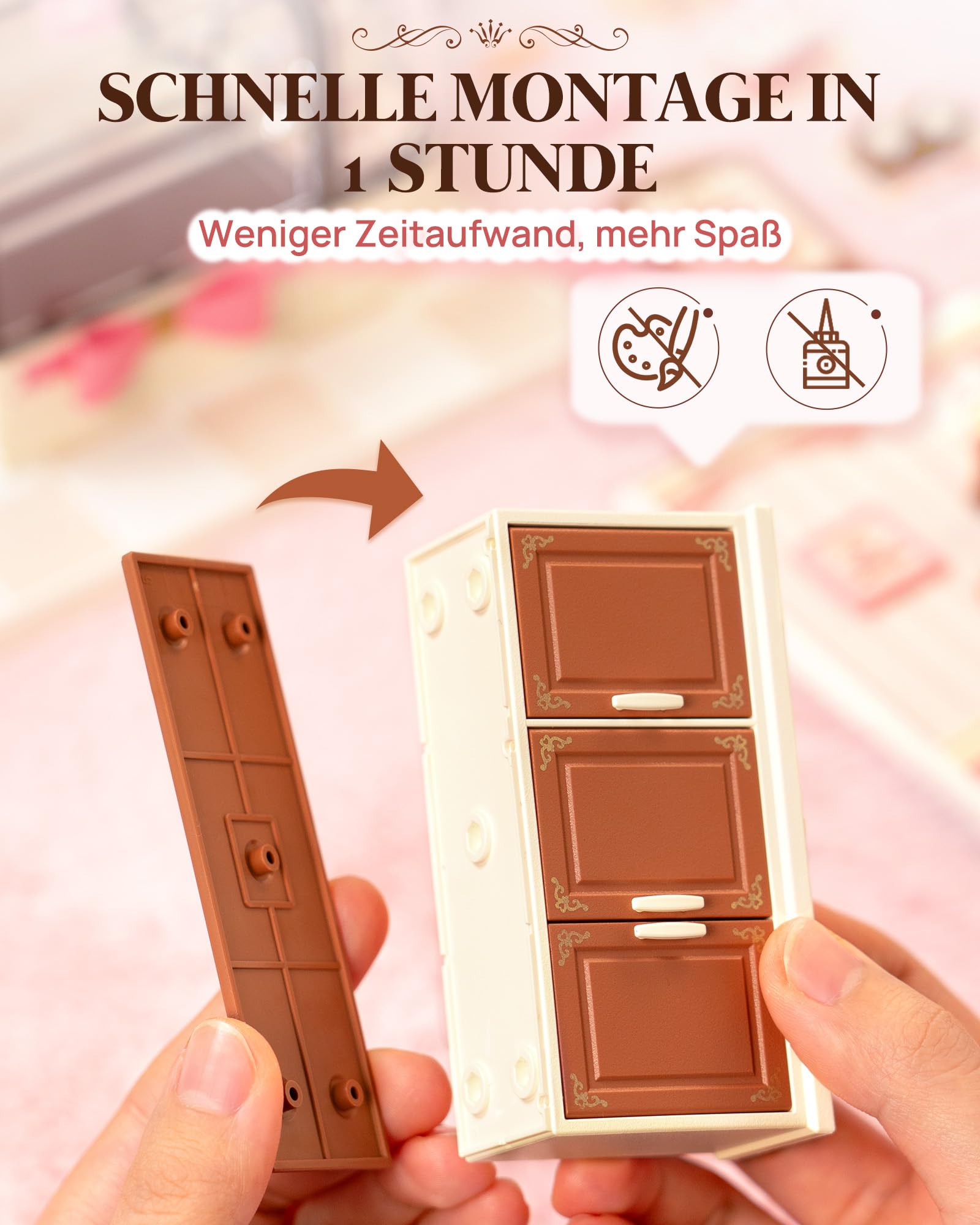 Rolife Super Creator Tasty Cake Shop, DIY Miniature House mit Licht, Ohne Kleber, Niedliche Miniwelt für Erwachsene & Frauen, Kombinierbare Puppenhaus-Deko, Schönes Geschenk für Frauen