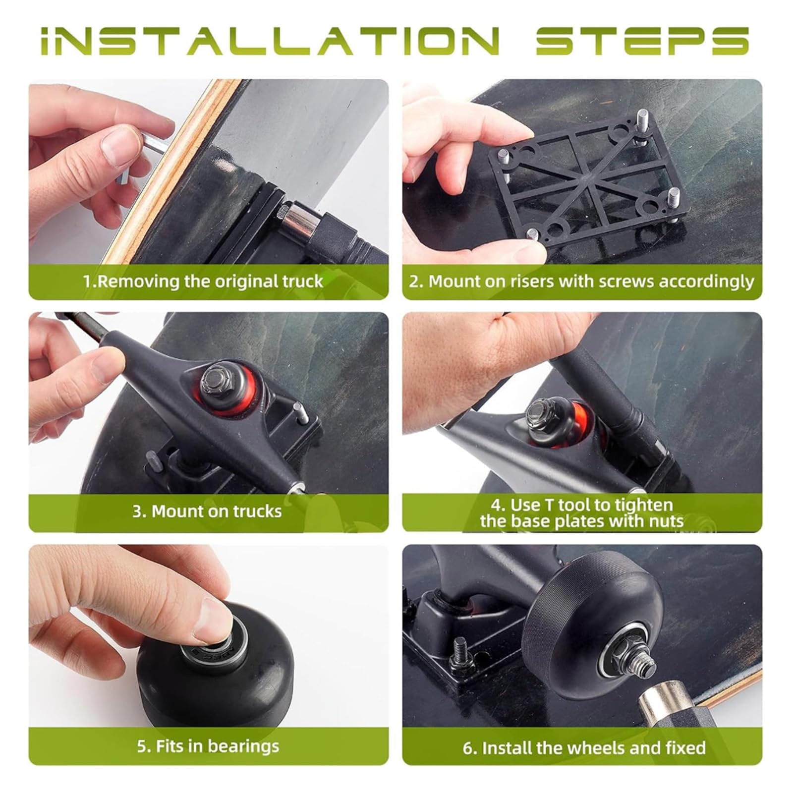 Pont de skateboard de 5 pouces fabriqué avec précision, axes en alliage absorbant les chocs pour un contrôle technique sur la route, des trajets fluides et des essieux de skateboard