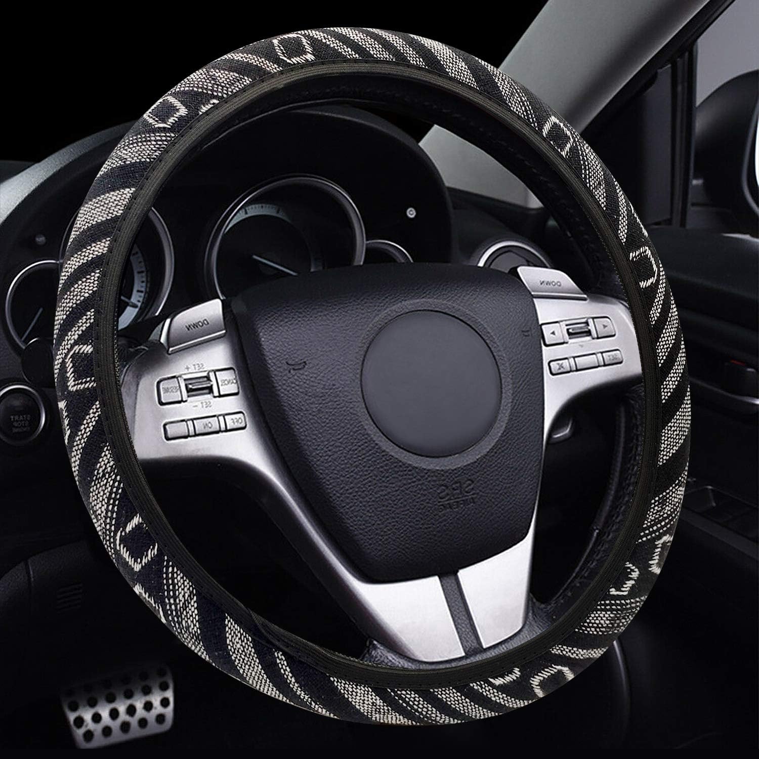 NICEASY Macrofiber Cloth Steering Wheel Cover,Universal 15 inch Steering Wheel Cover,with Nice Package