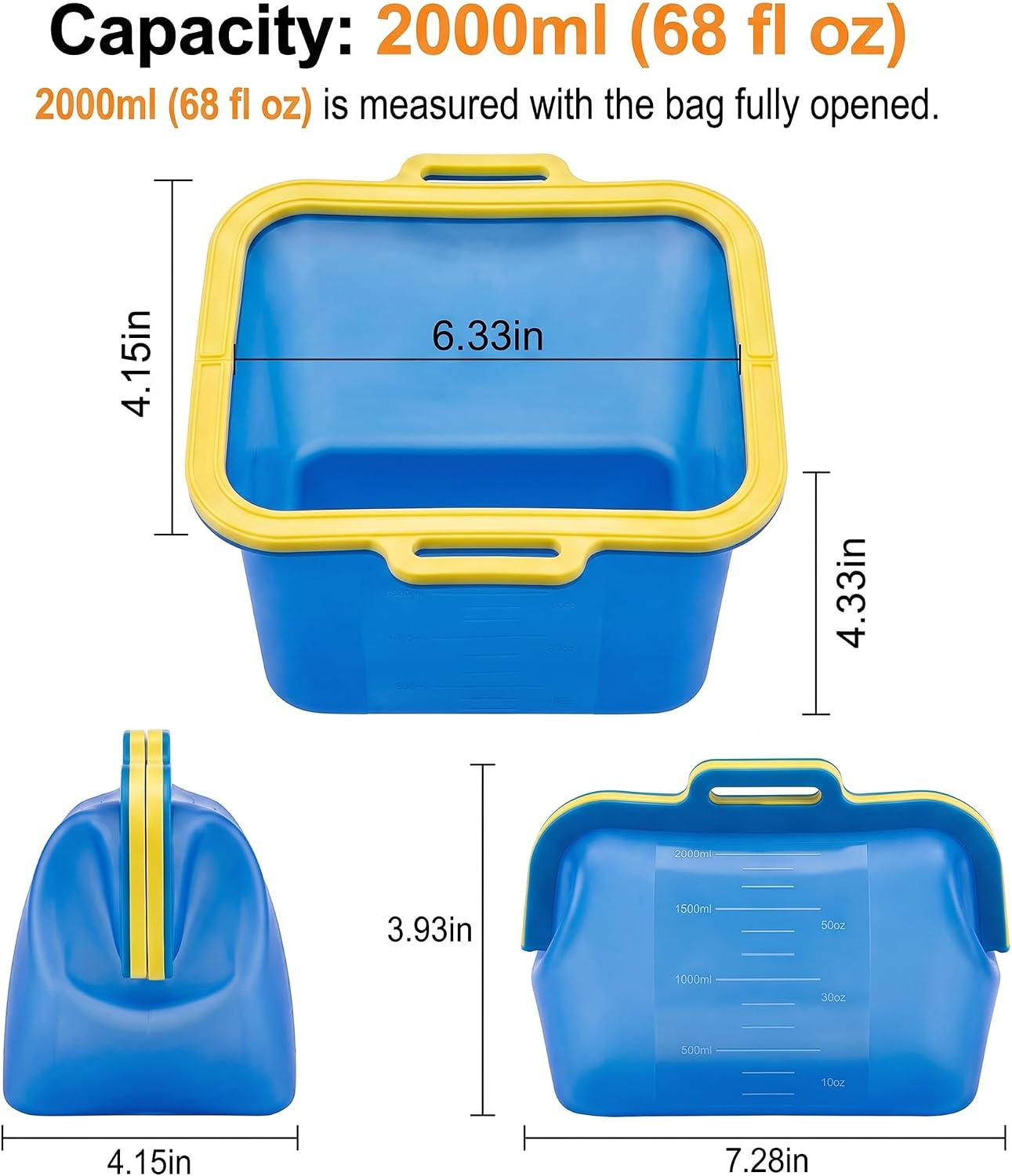 2 Pack Magnetic Seal Reusable Silicone Food Storage Bag, 68 oz, NUZEAK image 2