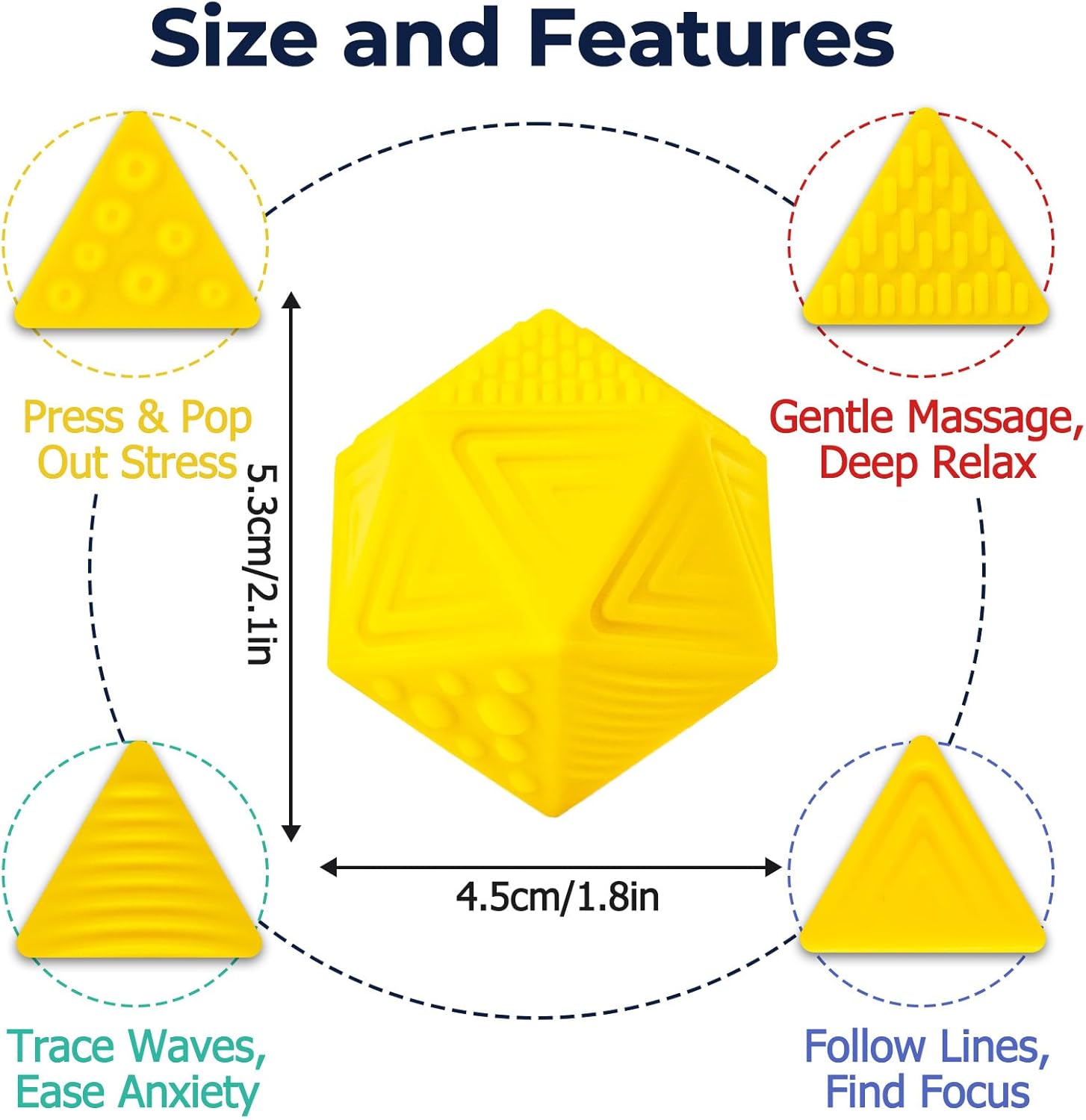 Quiet Sensory Fidget Worry Stone for Kids 3+ & Adults – Silicone Textured Tube Toy for Autism, ADHD & Anxiety, Calming Focus & Stress Relief Tool