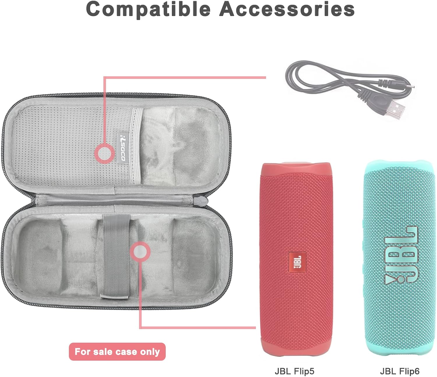 RLSOCO Case for JBL FLIP 5/FLIP 6/FLIP 7/FLIP 4/FLIP Essential 2/FLIP Essential Waterproof Portable Bluetooth Speaker & JBL Tuner 2 Portable DAB DAB+ FM Radio (Grey) - Image 2