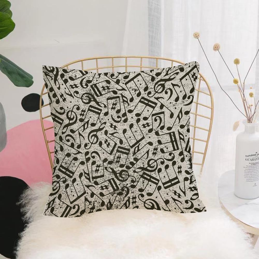 HYOSXW Cushion Cover,Throw Pillow Case Home Decorative for Living Room Bedroom Sofa Chair 16X16 Inch,Music seamless pattern. Vector illustration for backgrounds,Pillowcase 40X40cm