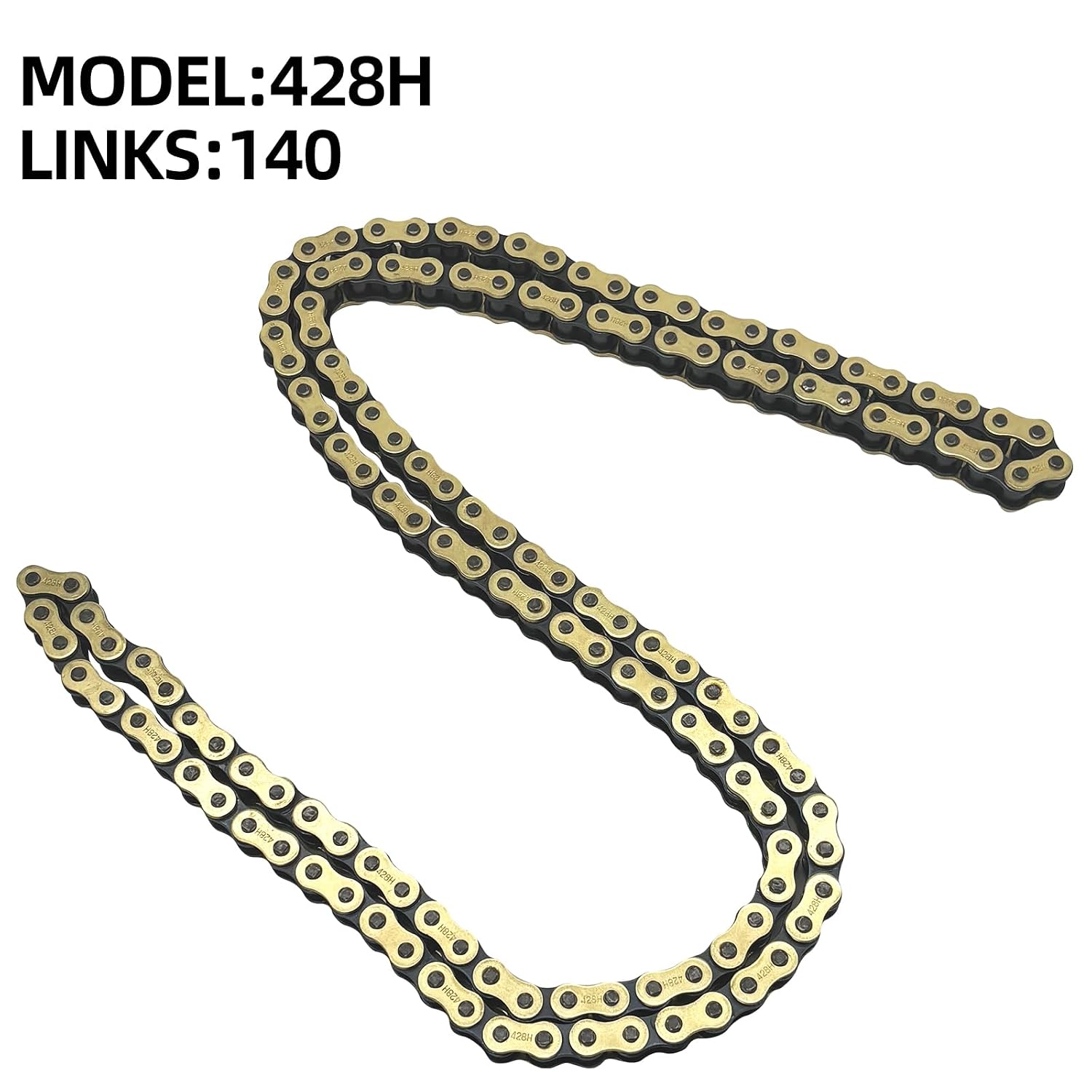 428 Motorcycle Chain and Chain Breaker,428 Roller Chain 140 Links Heavy Duty Drive Chain for 50cc 70cc 90cc 110cc 125cc Dirt Pit Bike ATV Quad Go Kart Scooter Mini Bike (Golden)