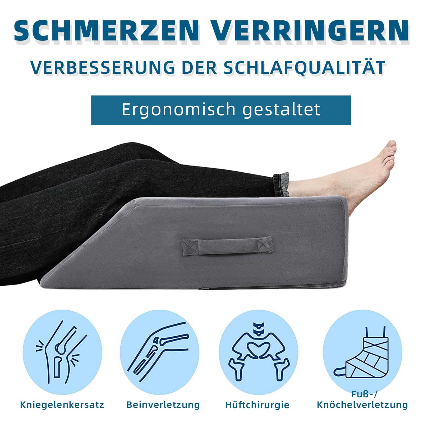 Venenkissen Memory Schaum Beinkissen Kniekissen zum Beine hochlagern, Lagerungskissen für die Verbesserung der Schlaf, Schwanger, nach der Operationen Heimgebrauch (Dunkelgrau)