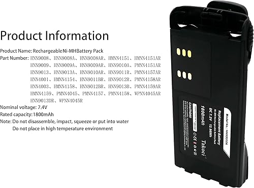 Miniatura 4 de Paquete de 2 baterías de repuesto Motorola HNN9008A HNN9013 para Motorola GP140 GP320 HT750 HT1250 MTX850 MTX900 PR860 PRO5150 GP, HT, MTX, PR y PRO
