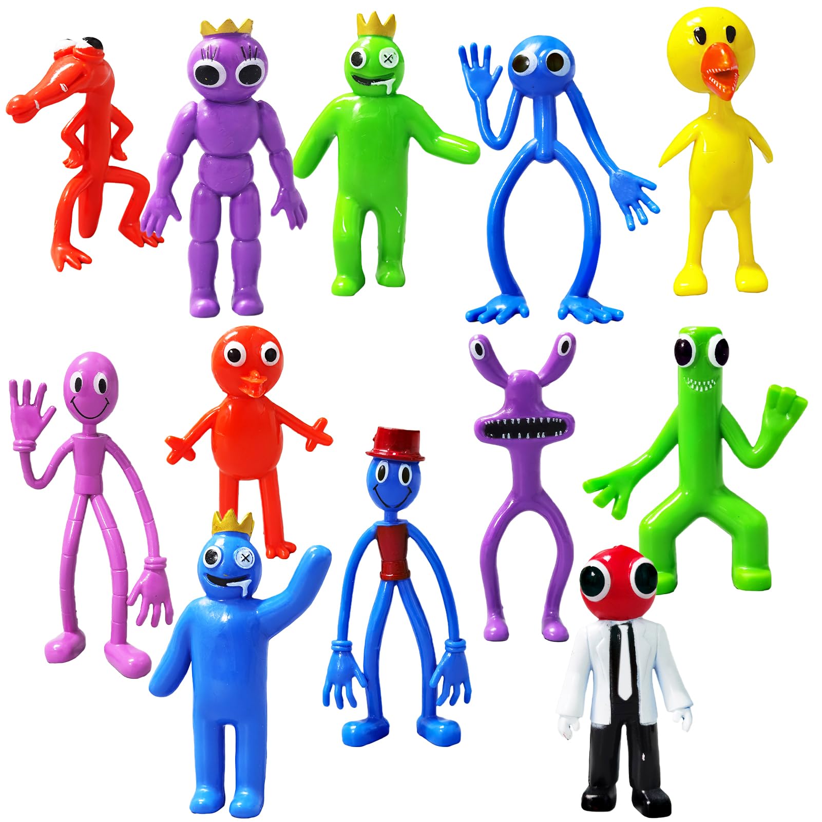 Rainbow Figures Set, 12Pcs Rainbow Gaming Action Figures Friends Figure Ornaments Cartoon Characters Statue Doll Collection Model