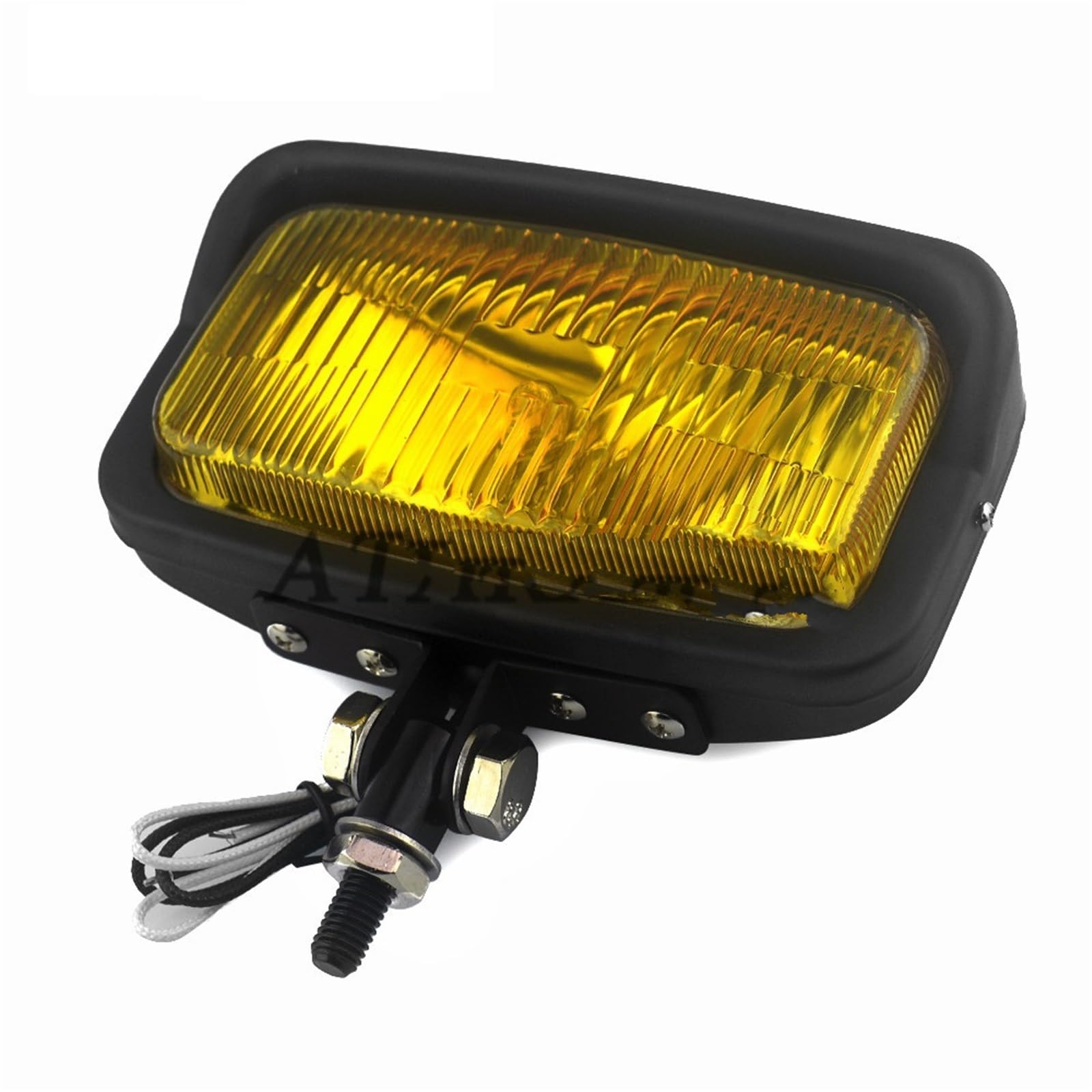Fari supplementari moto Faro anteriore quadrato H3 per moto con faro universale adatto per Harley Chopper Dyna per Suzuki per Kawasaki(Black Amber Lens)