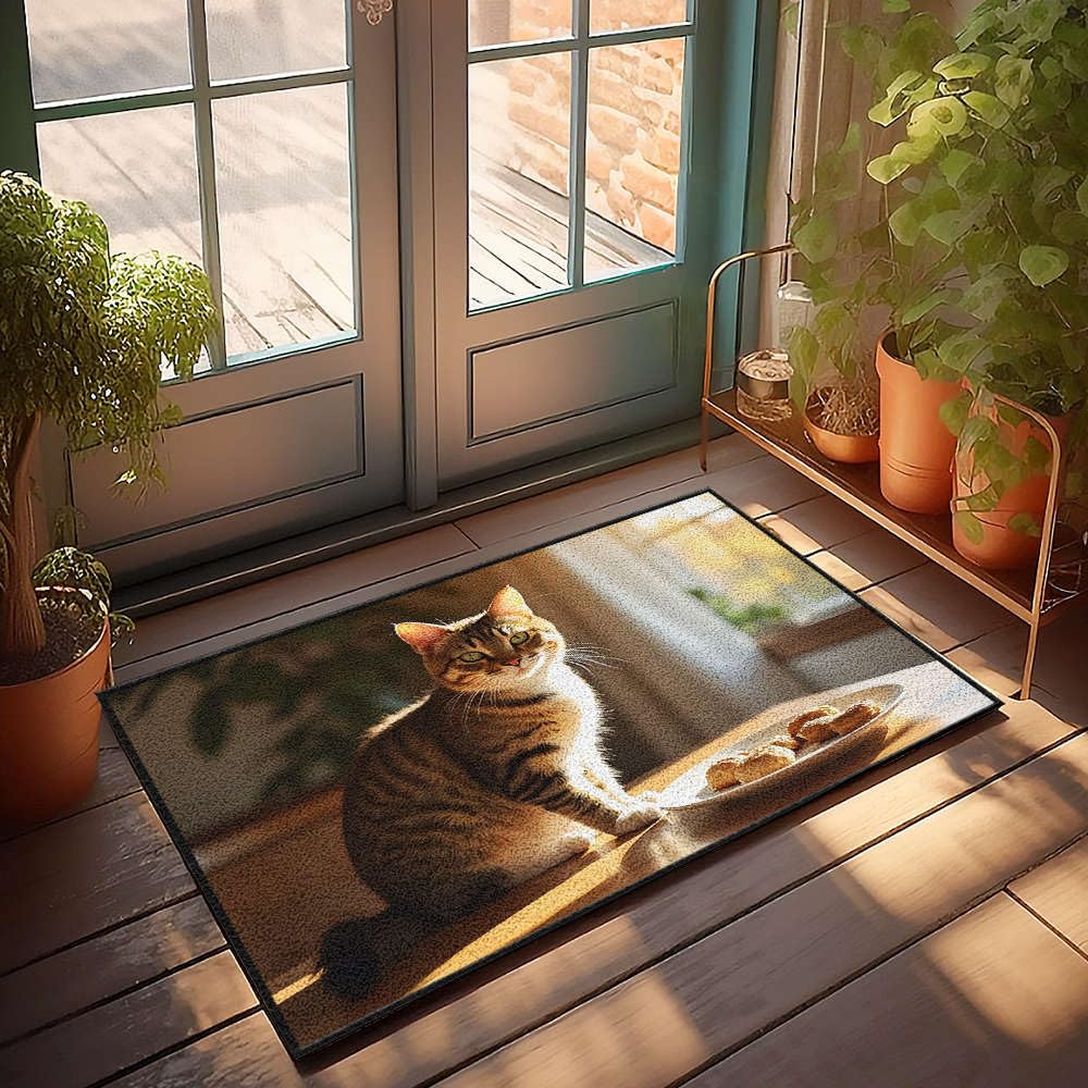 Paillasson d'extérieur grand chat assis 65x90cm fini les entrées salies tapis de porte bureau