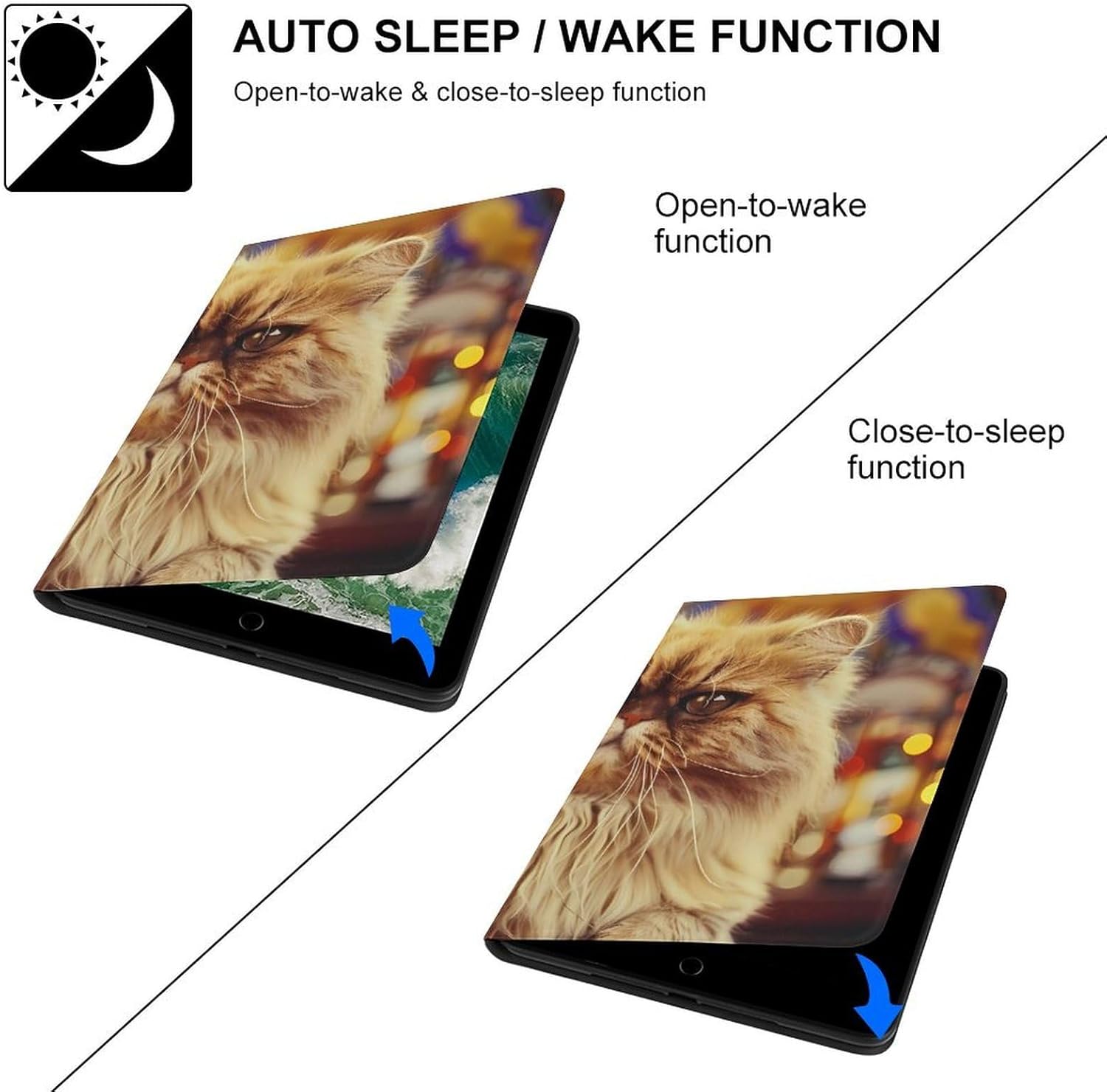 Cat with Beer at The Bar Printed Case Trifold Stand Protective Cover Compatible with ipad Pro/2016 ipad Pro (9.7in)