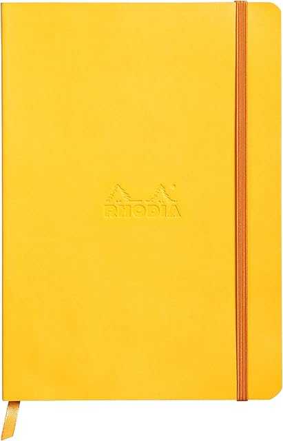RHODIA 117466C - Jonquille Soft Notebook - A5 - Dotted Dot - 160 pages - Clairefontaine Ivory Paper 90 g/m - Bookmark, Elastic Closure - Faux Leather Cover - Rhodiarama Collection