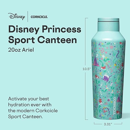 Miniatura 2 de Corkcicle Disney Princess Cantimplora Deportiva - Mantiene las Bebidas Frías por 25 Horas - Acero Inoxidable con Triple Aislamiento - Tapa de Rosca