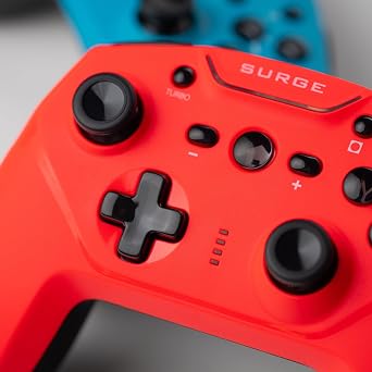 Wireless Pro Controller for Nintendo Switch - Surge SwitchPad Neon Red Controller for Switch, OLED & Lite, Pro Features, 4 Programmable Buttons, Motion Controls, Rumble Feedback, Android Compatible