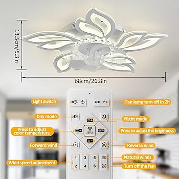 Jesskit Modern Dimmable Ceiling Fan with Lights - 26.8 inch