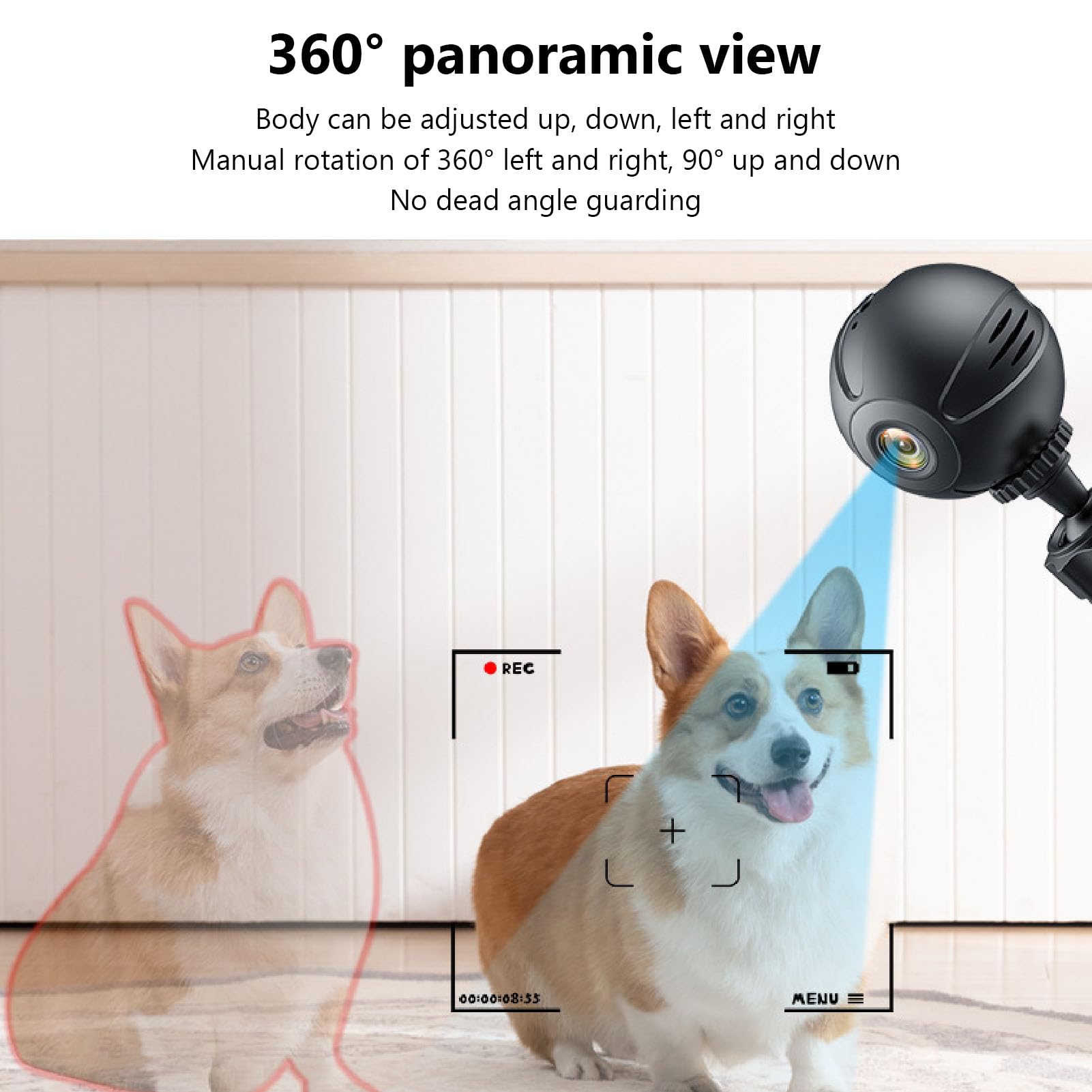 Yunseity Small Camera 1080P HD, Night, Motion Detection, 360 Degree Pan Tilt, Security Camera with App Control, for Home Office Store