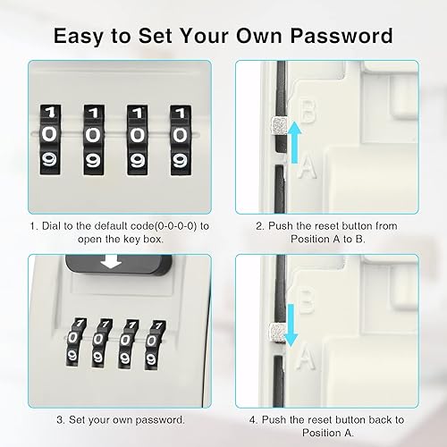 Miniatura 4 de Caja de bloqueo de llave para exteriores, caja de seguridad para llaves de casa, caja de seguridad para llaves para almacenamiento de llaves al aire