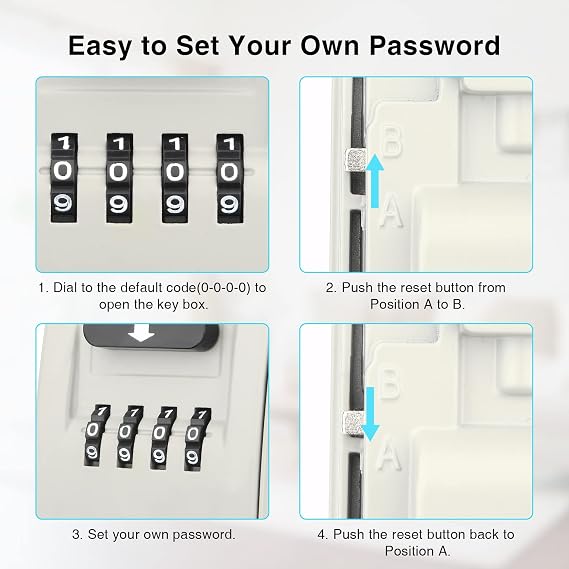 Key Lock Box for Outside - Lock Box for House Keys - Key Lockbox for Key Storage Outdoor, 4 Digit Combination Lock Box for Outside Realtors Garage Spare Keys
