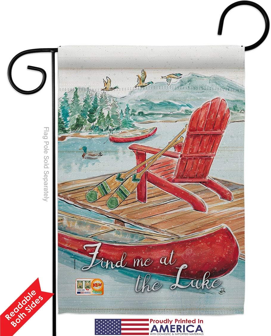 Find Me At The Lake Garden House Flags Set Outdoor Rustic Cabin Moose Wildlife Adventure Forest Small Decorative Gift Yard Banner Double-Sided Made In USA 28 X 40