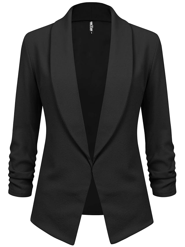 Lock and Love Women 3 4 Sleeve Blazer Open Front Cardigan Jacket Work Office Blazer