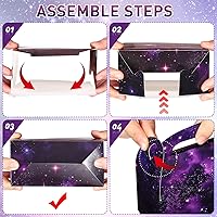 Vista 4 de Nezyo 24 cajas de regalo de fiesta espacial de 4.8 x 2.4 x 5.2 pulgadas, cajas pequeñas de galaxia a dos aguas, sistema solar, planeta, cartón