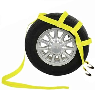 US Cargo Control Tow Dolly Basket Strap, Yellow Car Dolly Strap with Flat Hook End Fittings, Great for Tow Dolly Car Hauling, Fits Most 14-17 Inch Wheels, 3,333 Pound Working Load Limit