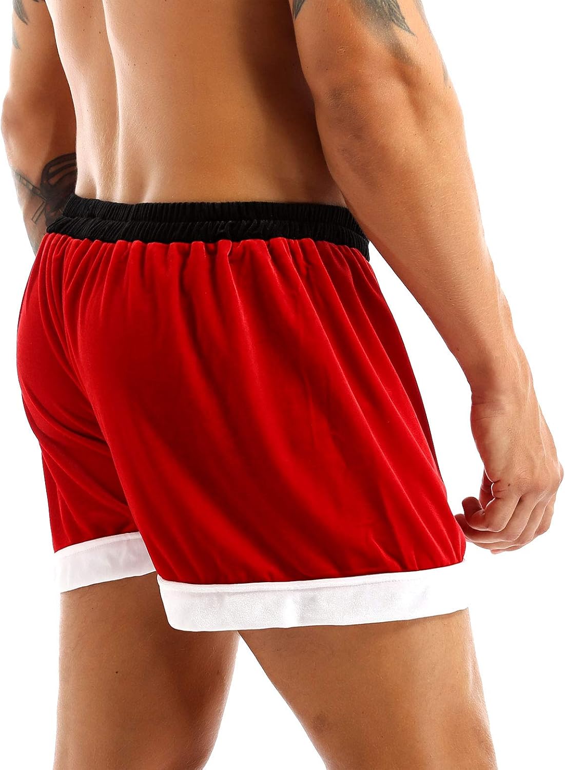 JanJean Mens Christmas Holiday Party Costume Santa Claus Flannel Shorts Boxer Briefs Underwear