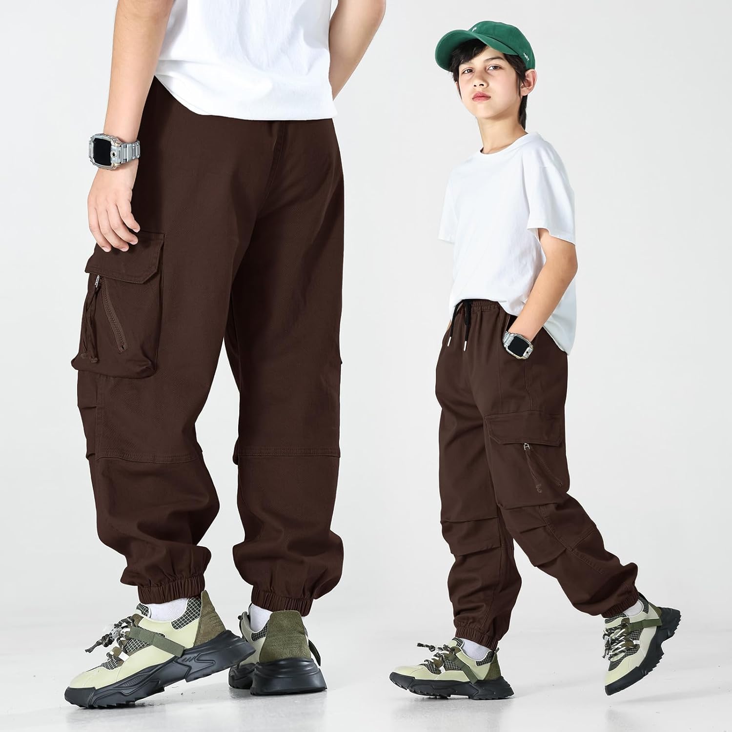 MINI PANDA Boys' Jogger Pants, Kids' Stretch Twill Casual Cargo Pants - Image 6