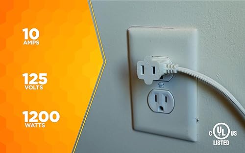 Vista 11 de Woods Cable de extensión ligero, 15 pies, calibre 16, SPT-2, interruptor de encendido/apagado, blanco, 359 W