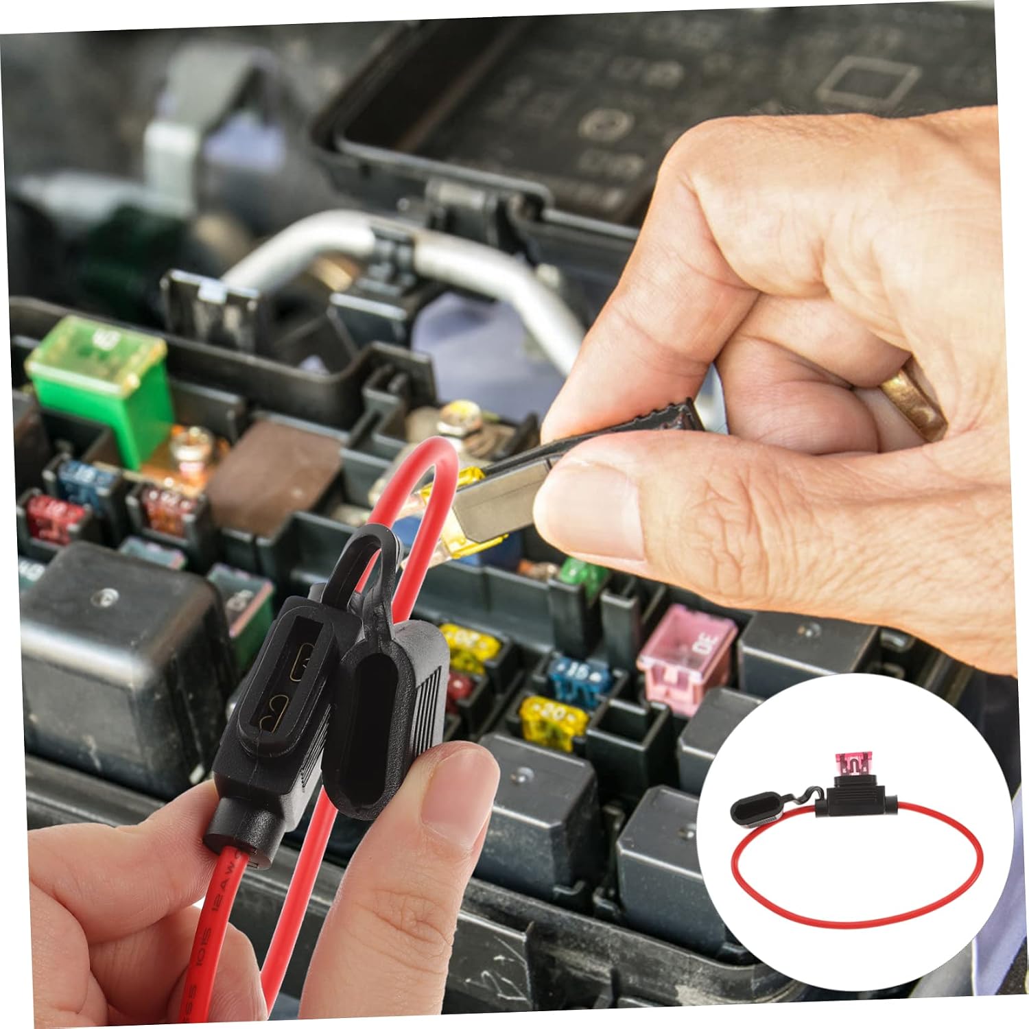 1set Inline Blade Fuse Holder Kit Protective Cover and Dustproof Automotive Fuse Adapter for Cars Trucks Rvs and Boats