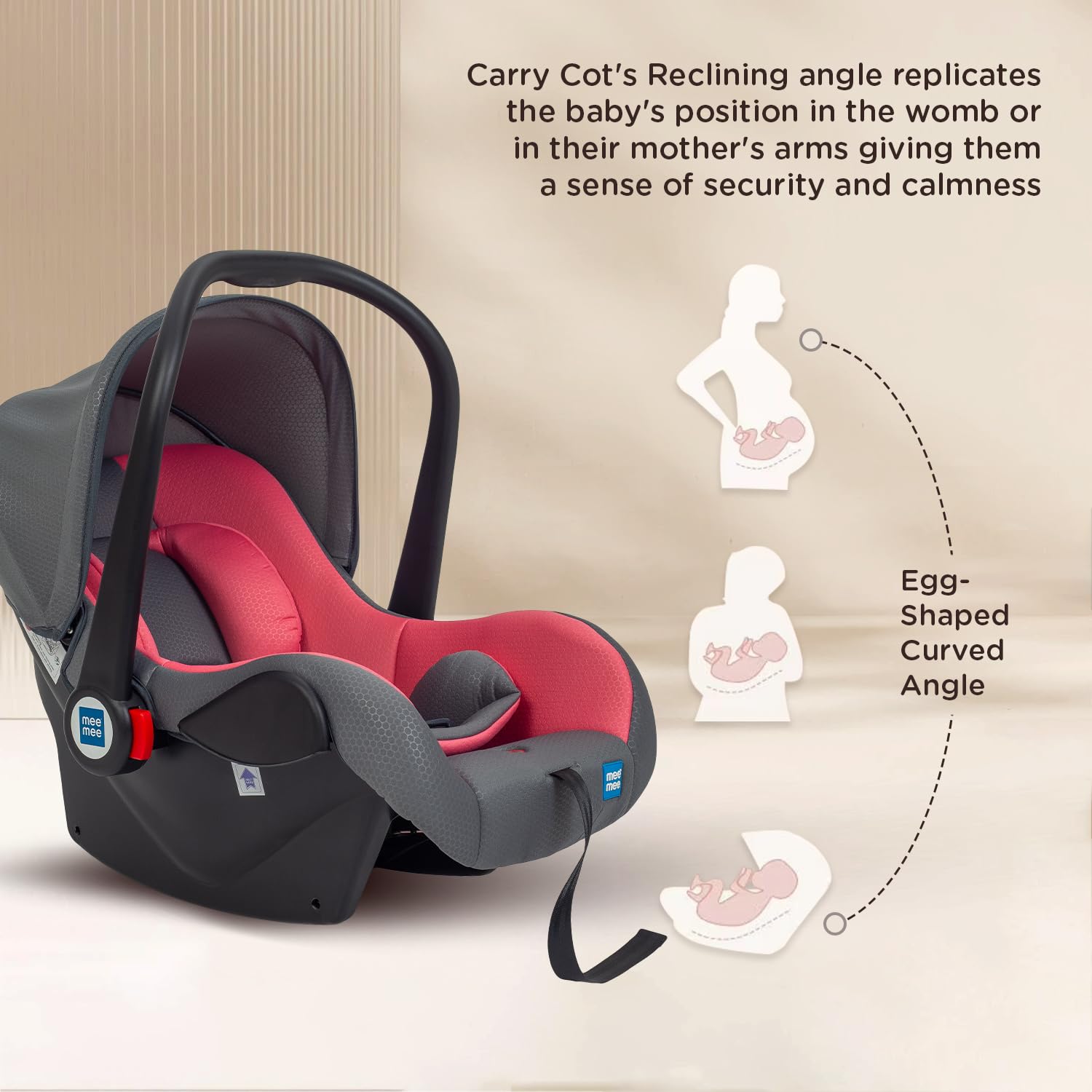 Mee Mee Little Explorer Car Seat & Carry Cot - Pink -5 Mee Mee Little Explorer Car Seat & Carry Cot - Pink -5
