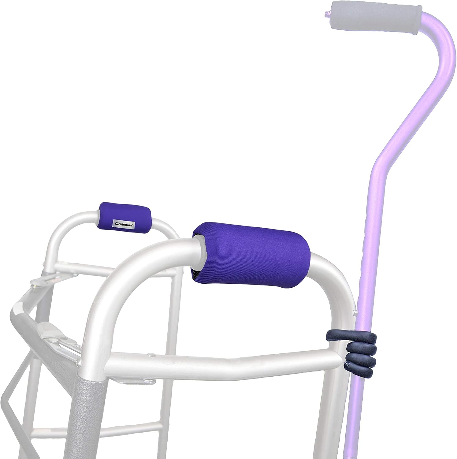 Crutcheze Purple Walker Pad and Cane Holder Set Comfort & Convenience Walker