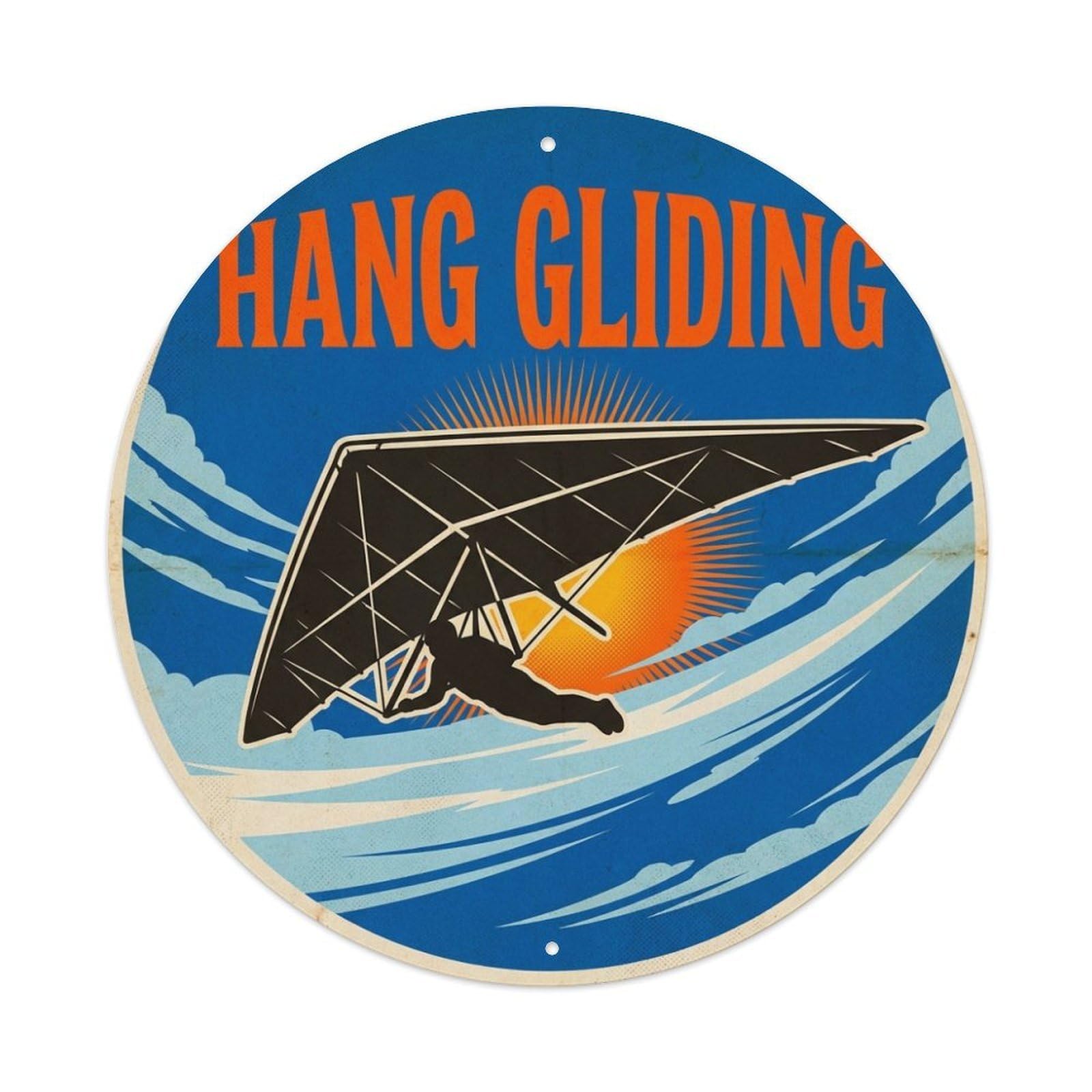 Hang Gliding Scenic Outdoor Adventure Illustration Metal Tin Sign