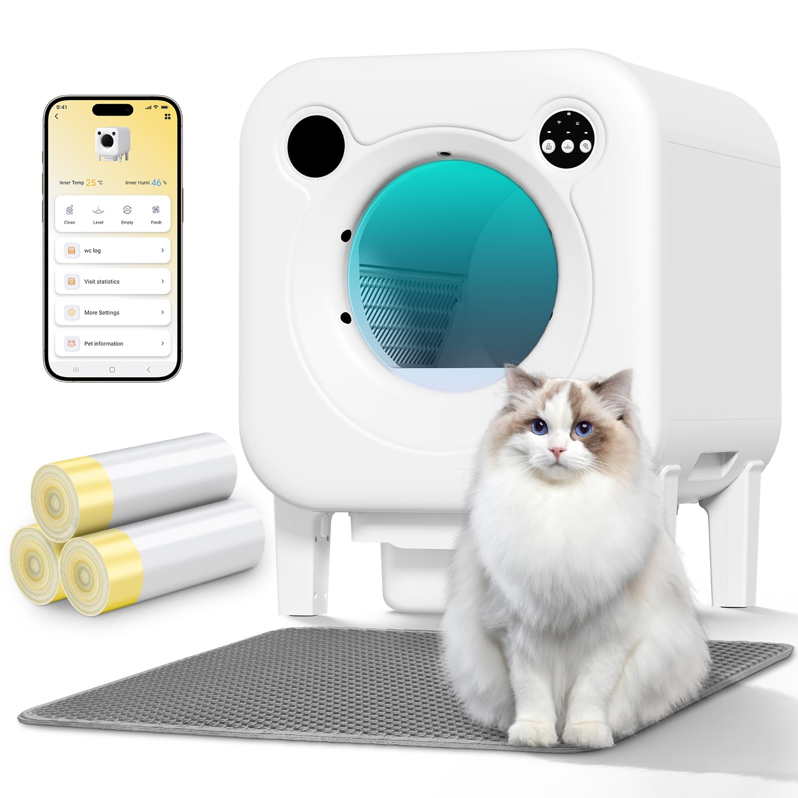 Self Cleaning Litter Box, 4 in 1 Security-System Automatic Robot