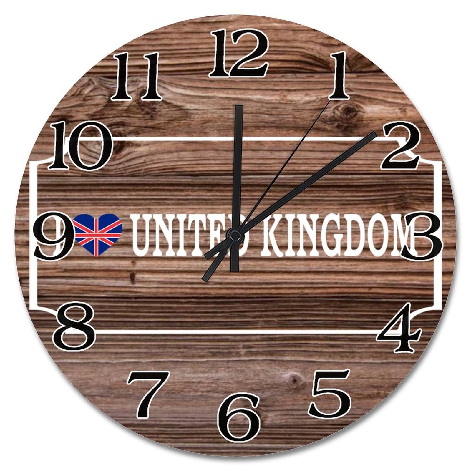 Horloge murale Royaume-Uni 38cm en bois pour salon chaleureux et cuisine au style british