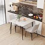 Kitchen Dining Table Square 32 Inch: Modern Sintered Stone Marble Effect Table Top with Tapered Metal Legs 4-Seat Breakfast Table for Dining Room, Restaurant, Living Room Furniture, 32 x 32 x 30 Inch