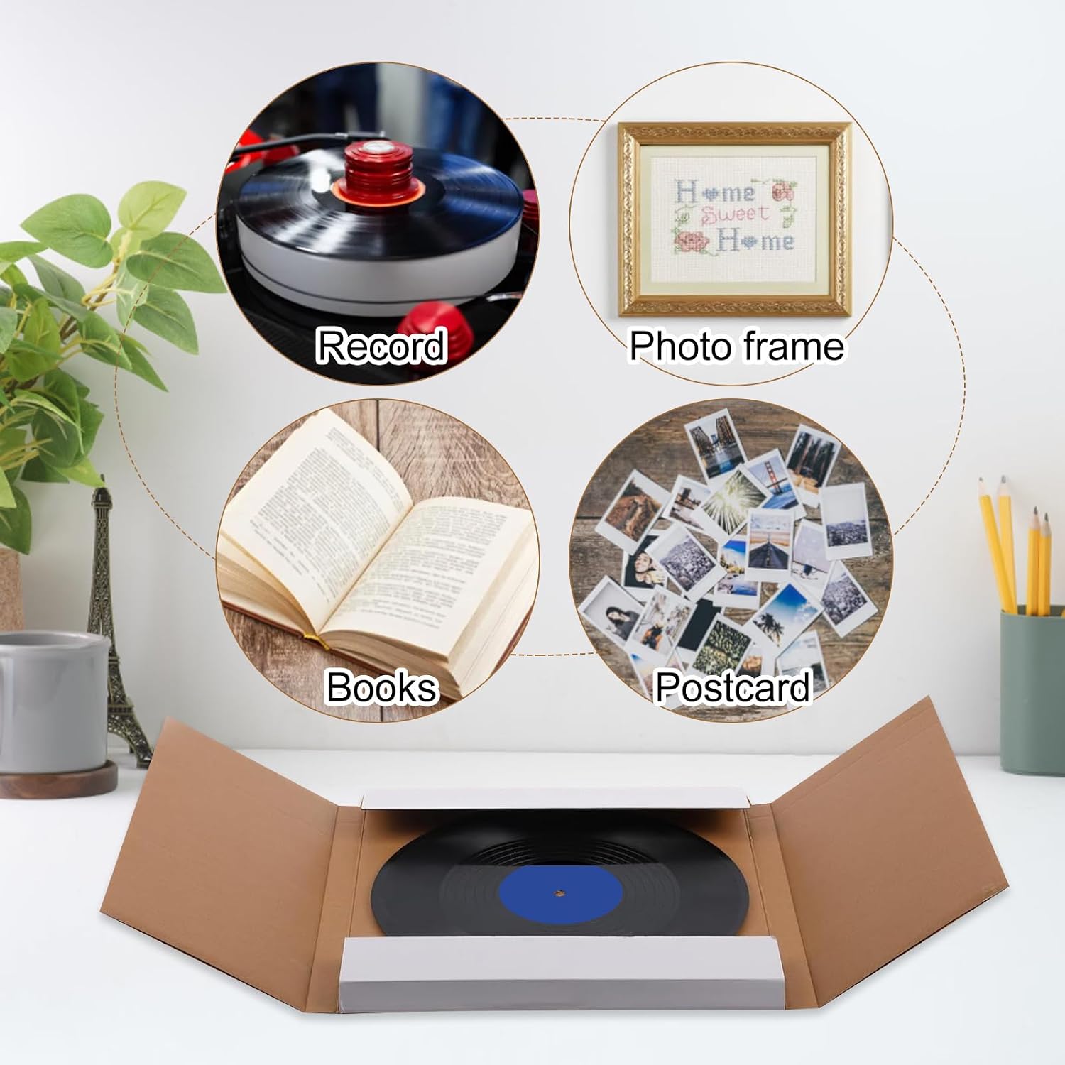 18 Set Vinyl Record Mailers 12.9 x 12.9 x 1" Shipping Boxes White Easy Fold Album Corrugated Cardboard Box Multi Depth Album Mailer for Packing Shipping Moving Storage Supplies