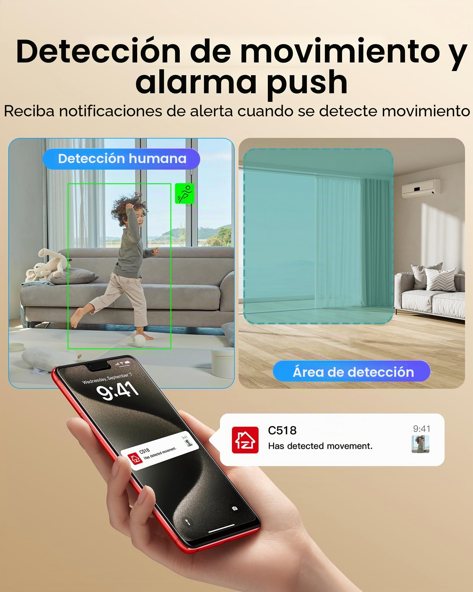 ZOSI C518 3MP Cámara Seguridad WiFi Interior 4pcs Cámara IP 2,4G/5G WiFi, Pan 355° Tilt 108°, Seguimiento de Movimiento, Vigilancia para Niño Anciano, Audio Bidireccional, Llamada con un Clic